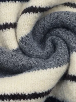 Pull polo rayé à col polo et demi-boutons en maille manches longues coupe ample style décontracté pour femme