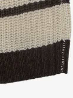 Pull rayé à col polo pour femme manches longues coupe ample style décontracté.