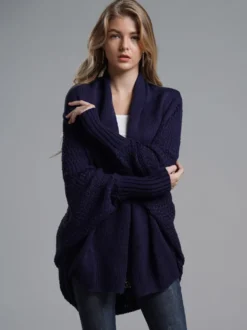 Pulls Cardigans Acrylique Marine Foncé Manches Longues