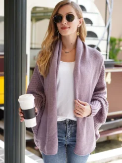 Pulls Cardigans Acrylique Marine Foncé Manches Longues