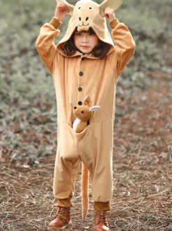 Pyjama Combinaison Enfants Cosplay Halloween Kangourou Costume Carnaval Déguisement