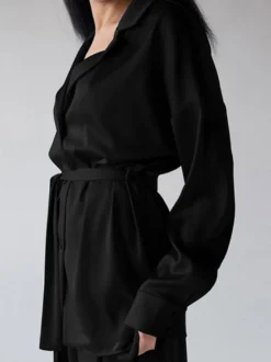 Pyjama Ensembles Café Brun Vêtement de Maison Lingerie En Soie 2 Pièces