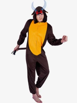 Pyjama Kigurumi Onesie Animal Adulte Costumes Combinaison Polyester Marron Foncé Adulte