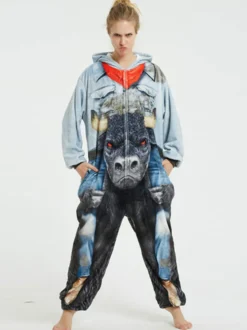 Pyjama Kigurumi Onesie pour Costumes Kigurumi en polyester bleu bébé adulte