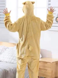 Pyjama Onesie Kigurumi Pour Enfants Polyester Jaune Shiba Chiens Doge Pyjama Costume