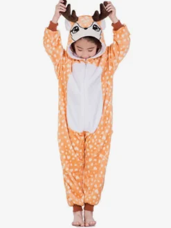 Pyjamas 2026 Enfants Cadeaux Noël Combinaison Kigurumi Carnaval Flanelle De Cerf Déguisements Halloween