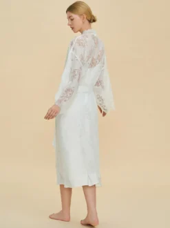 Pyjamas vêtements de nuit peignoirs en dentelle blanche lingerie d'intérieur