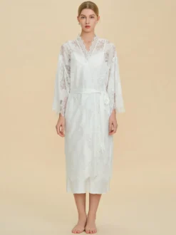 Pyjamas vêtements de nuit peignoirs en dentelle blanche lingerie d'intérieur