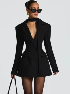 Robe blazer croisée avec foulard pour femme 2026