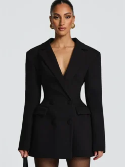 Robe blazer croisée avec foulard pour femme 2026