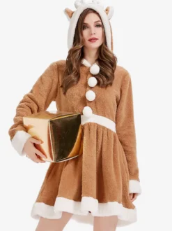 Robe À Capuche Noël Kaki Déguisement Enfant Costumes De Vacances De Noël