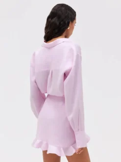 Robe-chemise en pur coton pour femme - Ensemble 2 pièces cache-cœur à nouer sur le devant - Vacances d'été à la plage 2026