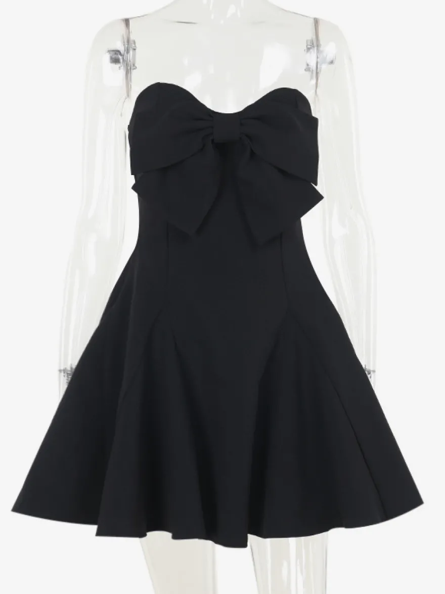 Robe Coquette à nœud pour femme - Robe mini bustier en forme de cœur - Idéale pour une fête d'anniversaire d'été 2026