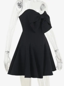 Robe Coquette à nœud pour femme - Robe mini bustier en forme de cœur - Idéale pour une fête d'anniversaire d'été 2026