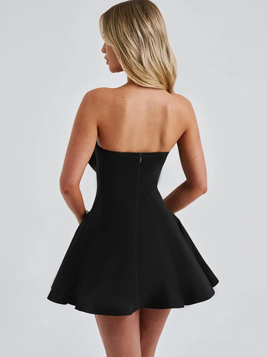 Robe Coquette à nœud pour femme - Robe mini bustier en forme de cœur - Idéale pour une fête d'anniversaire d'été 2026
