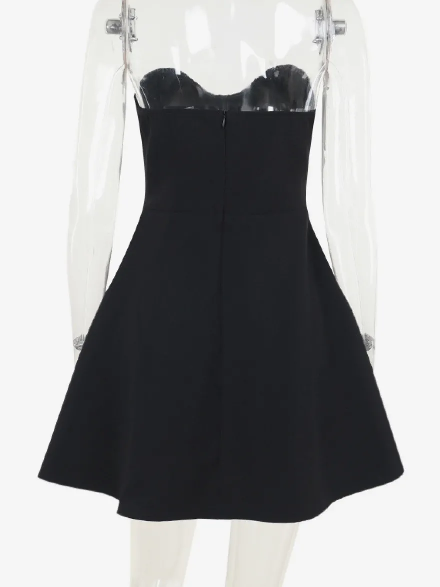 Robe Coquette à nœud pour femme - Robe mini bustier en forme de cœur - Idéale pour une fête d'anniversaire d'été 2026