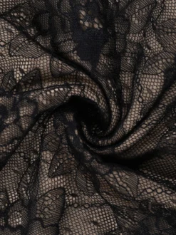 Robe corset en dentelle pour femme - Robe moulante mini noire à épaules dénudées et manches longues - Tenue de soirée printanière 2026