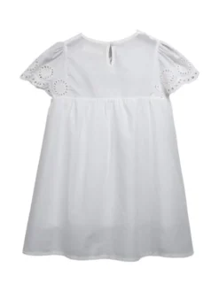 Robe cortège enfant boho Polyester Coton Découpé Décolleté Conçu Manches Courtes Blanc