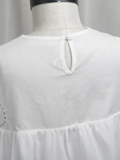 Robe cortège enfant boho Polyester Coton Découpé Décolleté Conçu Manches Courtes Blanc