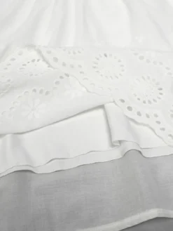 Robe cortège enfant boho Polyester Coton Découpé Décolleté Conçu Manches Courtes Blanc