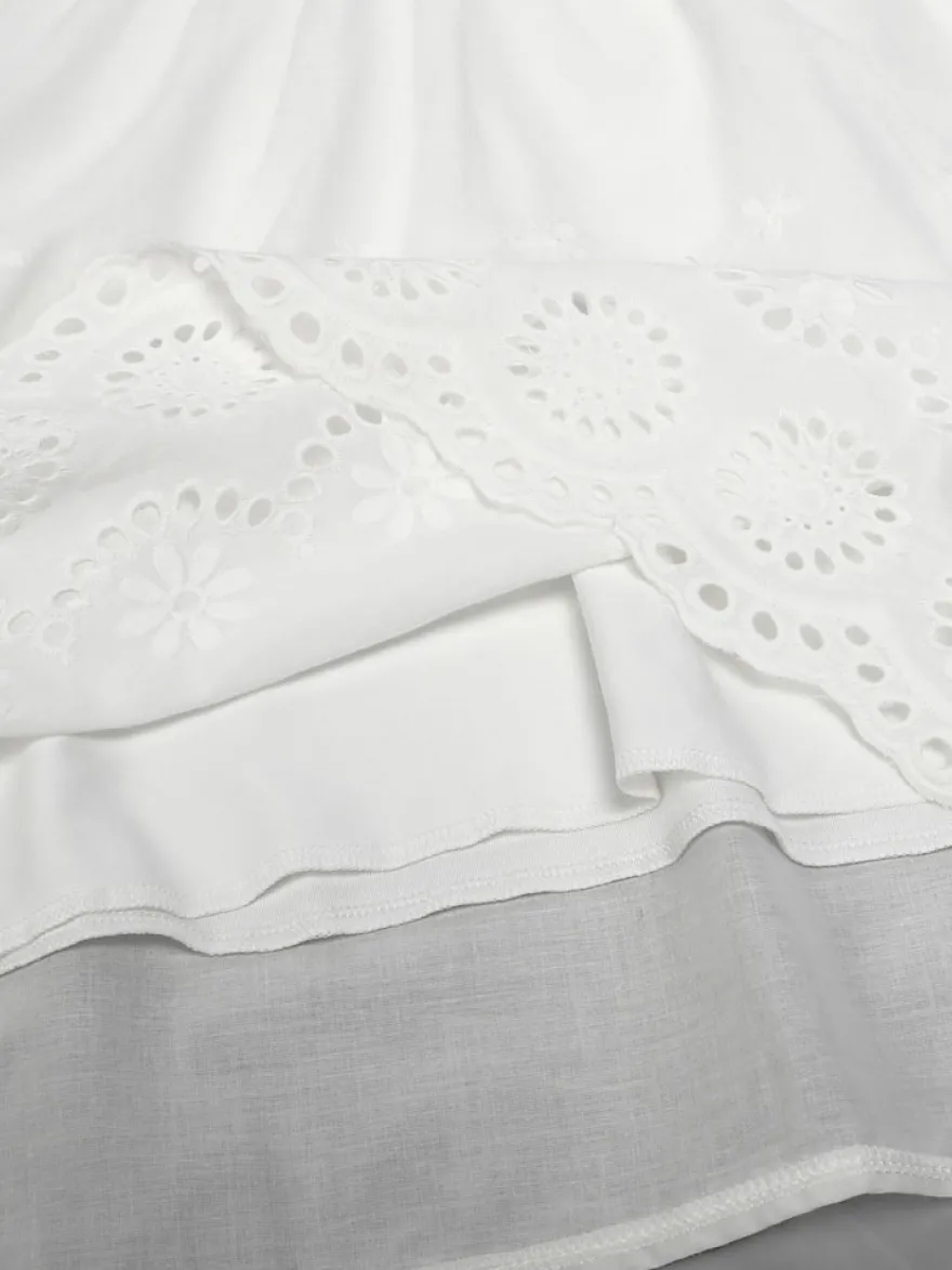Robe cortège enfant boho Polyester Coton Découpé Décolleté Conçu Manches Courtes Blanc