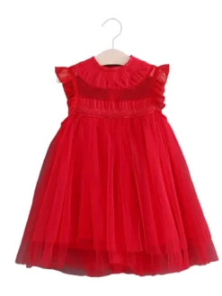 Robe cortège enfant boho robe cérémonie enfant en coton mélangé découpée décolleté conçu sans manches marron