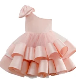 Robe cortège enfant princesse à une épaule robe fille cérémonie