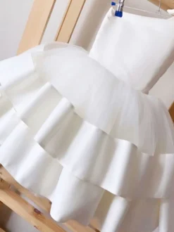 Robe cortège enfant princesse à une épaule robe fille cérémonie