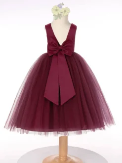 Robe cortège enfant robe fille de fleur col rond sans manche