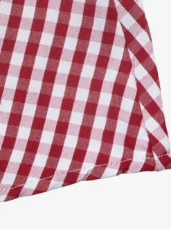 Robe courte à carreaux vichy manches longues dos nu nœud papillon ourlet à volants col carré style décontracté.