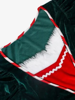 Robe courte de noël en Fiber de Polyester rouge vert Costumes de vacances ensemble complet