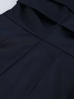 Robe courte en satin bleu marine pour femme - Élégante robe à col montant froncé et manches évasées - Idéale pour un cocktail de printemps 2026