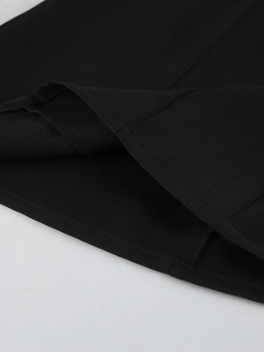 Robe courte à manches bouffantes pour femme style rétro chic - Noir élégant col montant coupe moulante - Idéale pour le printemps 2026