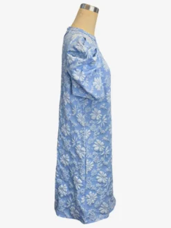 Robe courte à manches bouffantes pour femme - Robe d'été à col rond en jacquard fleuri - Idéale pour les fêtes d'été à la plage 2026