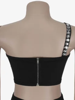 Robe courte moulante asymétrique à une épaule et strass 2026