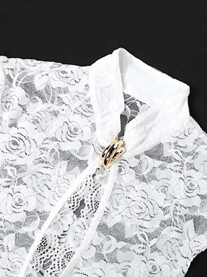 Robe courte moulante sans manches en dentelle florale ajourée pour femme idéale pour les soirées en boîte de nuit