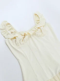 Robe courte à ourlet bouffant pour femme - Coupe corset à volants style Coquette - Look idéal pour une fête d'été à la plage 2026