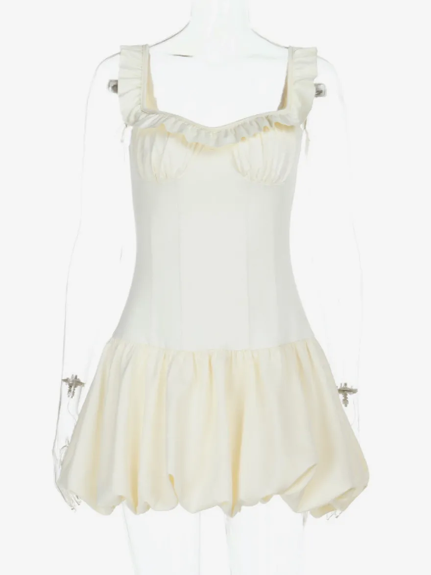 Robe courte à ourlet bouffant pour femme - Coupe corset à volants style Coquette - Look idéal pour une fête d'été à la plage 2026