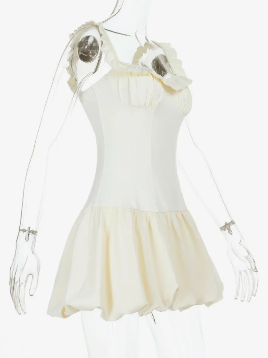 Robe courte à ourlet bouffant pour femme - Coupe corset à volants style Coquette - Look idéal pour une fête d'été à la plage 2026
