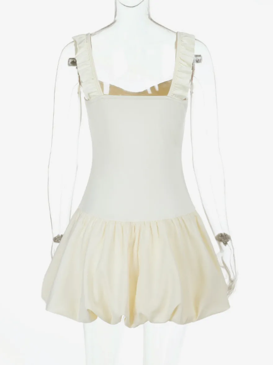 Robe courte à ourlet bouffant pour femme - Coupe corset à volants style Coquette - Look idéal pour une fête d'été à la plage 2026