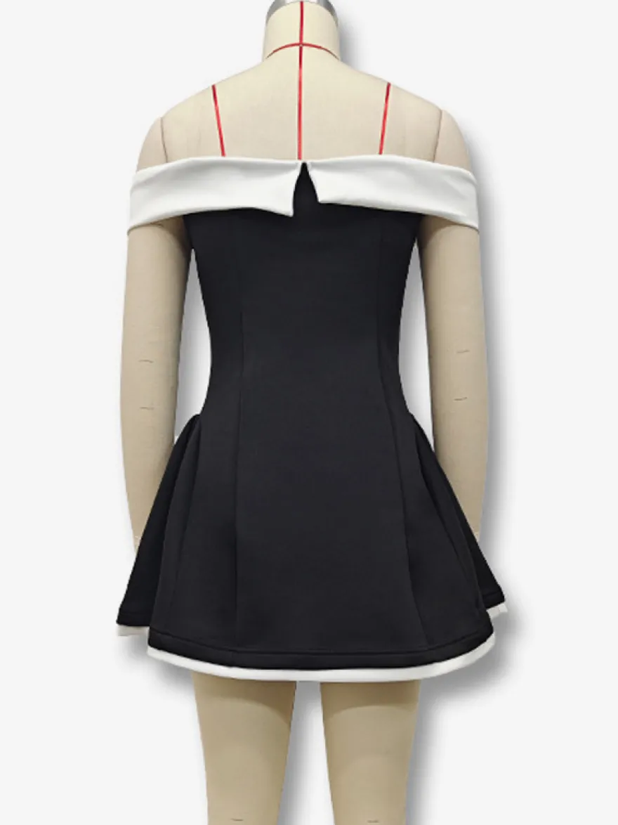 Robe courte à épaules dénudées et manches longues coupe trapèze tenue de soirée sexy pour femme 2026