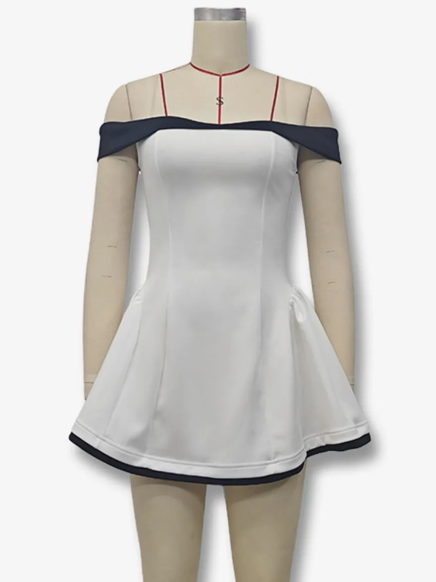 Robe courte à épaules dénudées et manches longues coupe trapèze tenue de soirée sexy pour femme 2026