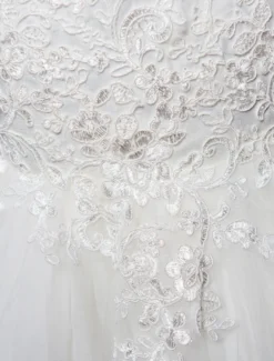 Robe cérémonie fille col rond brodée en tulle robe de fille de fleur