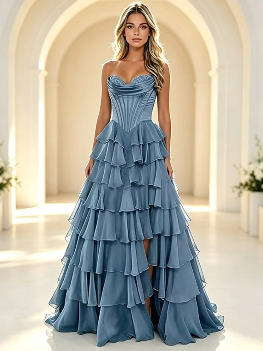 Robe de bal de fin d'année robe longue bustier trapèze