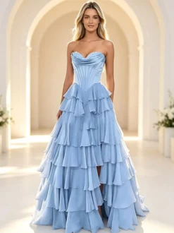 Robe de bal de fin d'année robe longue bustier trapèze