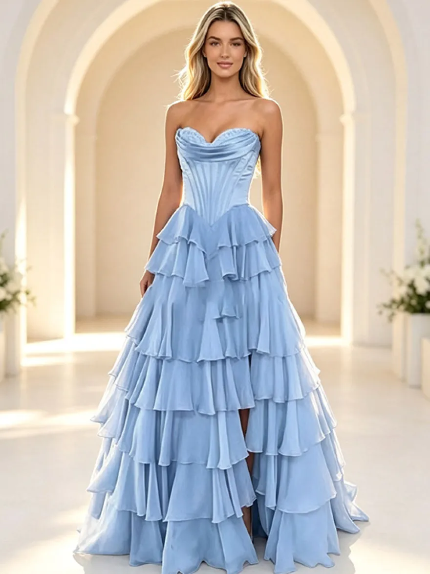 Robe de bal de fin d'année robe longue bustier trapèze
