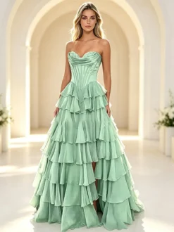 Robe de bal de fin d'année robe longue bustier trapèze