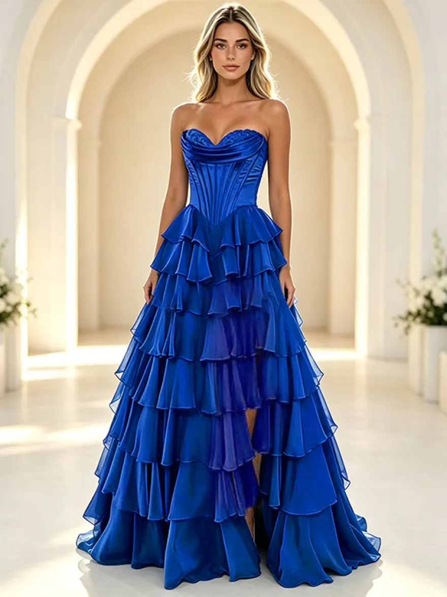 Robe de bal de fin d'année robe longue bustier trapèze