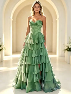 Robe de bal de fin d'année robe longue bustier trapèze