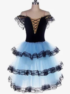 Robe de ballerine blanche à lacets et épaules dénudées pour petite fille en polyester tenue de spectacle